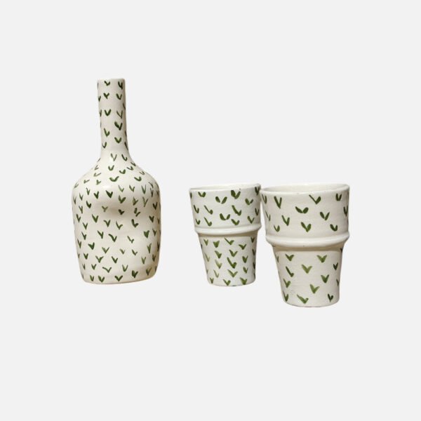 Vase Céram - Verde & 2 verres